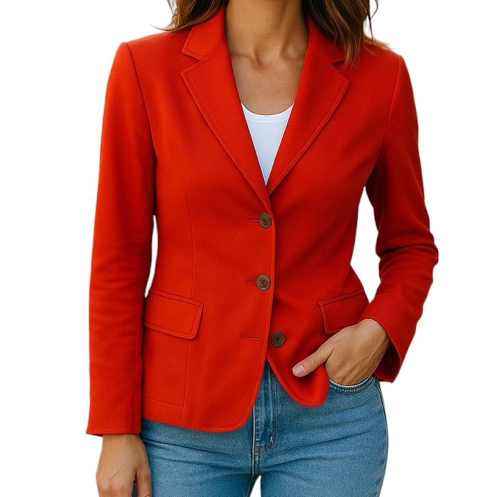 L. L. Bean Orange Stretch Cotton Blazer S